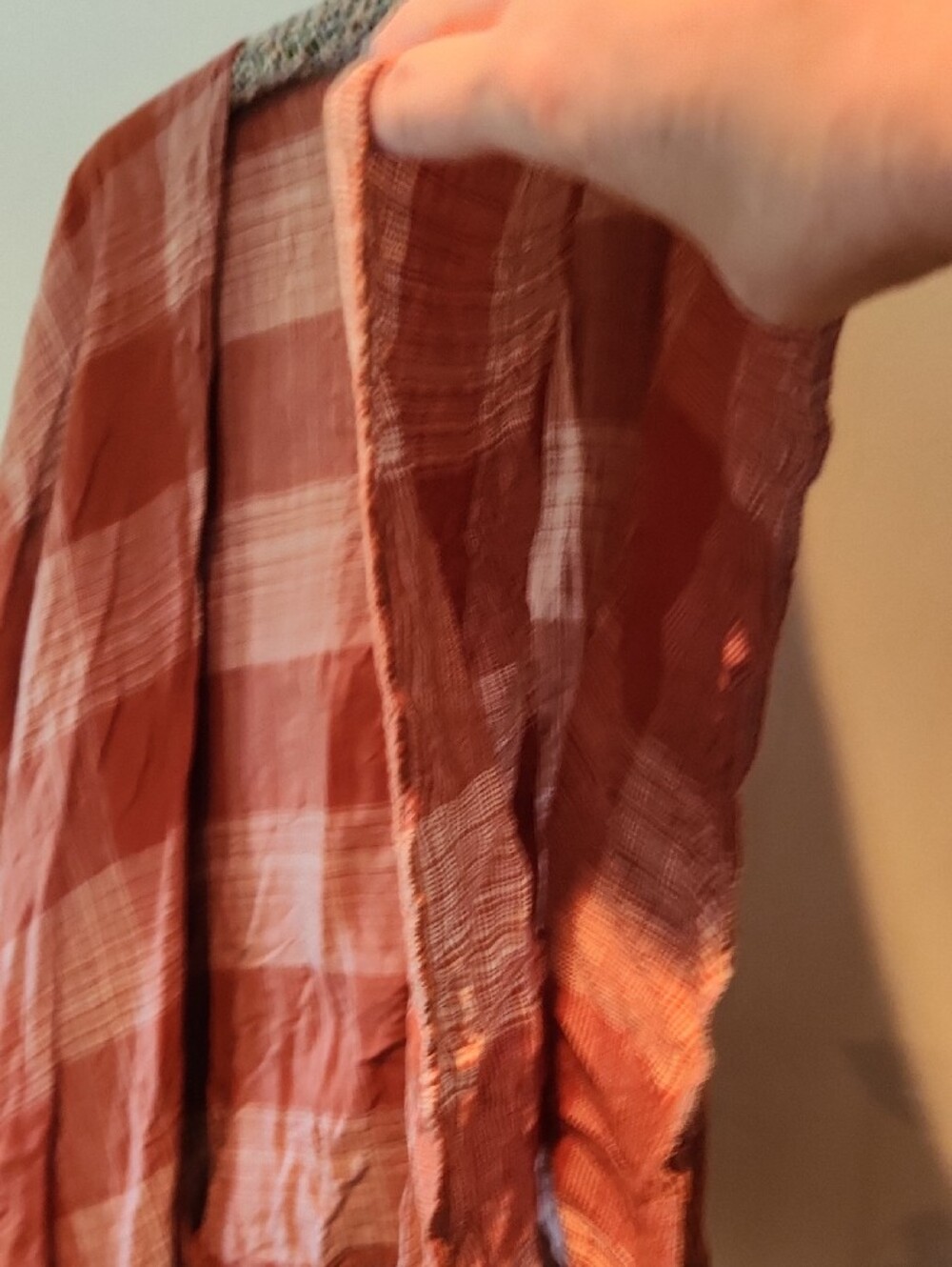 Universal Thread Rust Plaid Open-Front Kimono - Picture 3 of 5